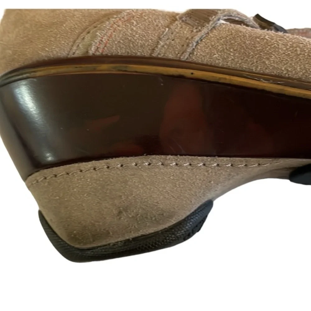 Jambu Lido Encore Beige Suede Mary Jane Sport Wedge Shoe Round Toe 7.5